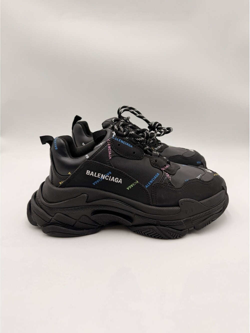 Men’s Balenciaga Triple S All Over Logo Sneaker Black/Multi Size 7 US